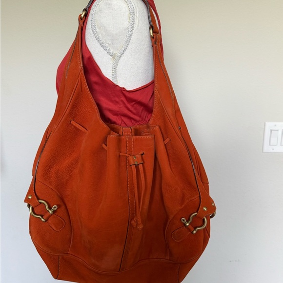 Authentic Burberry Nubuck Hobo Orange Leather Women's Bag - Picture 1 of 17